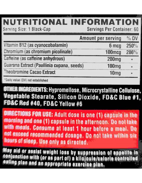 Lipo 6 Black Ultra Concentrate Informacion Nutricional